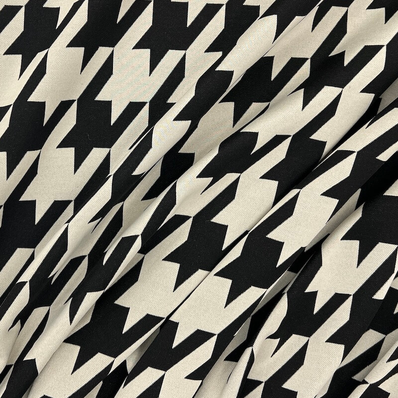 Jacquard Jersey - Large Houndstooth - Ecru/Black - Image 3