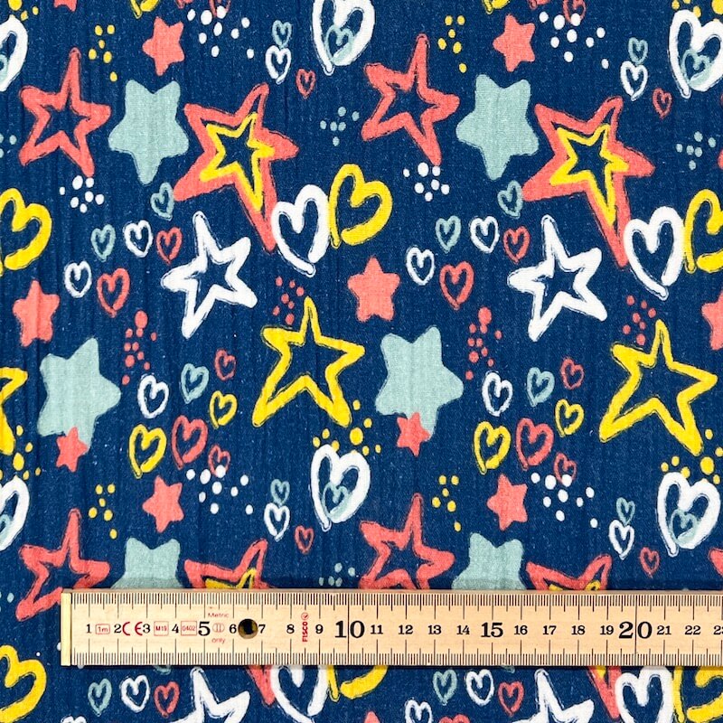 Little Johnny Fabrics 100% Cotton Double Gauze - Stars & Hearts - Image 2