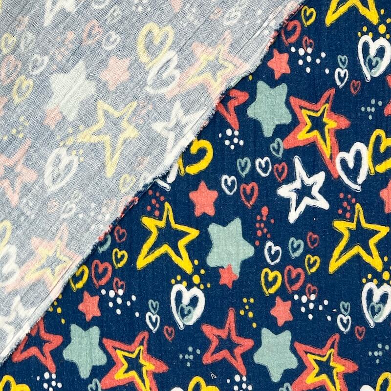 Little Johnny Fabrics 100% Cotton Double Gauze - Stars & Hearts - Image 3