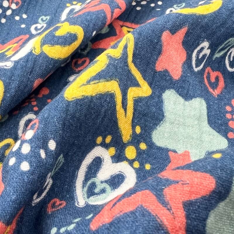 Little Johnny Fabrics 100% Cotton Double Gauze - Stars & Hearts - Image 5