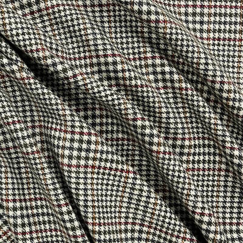100% Shetland Wool - Houndstooth Check - Stone - Image 4