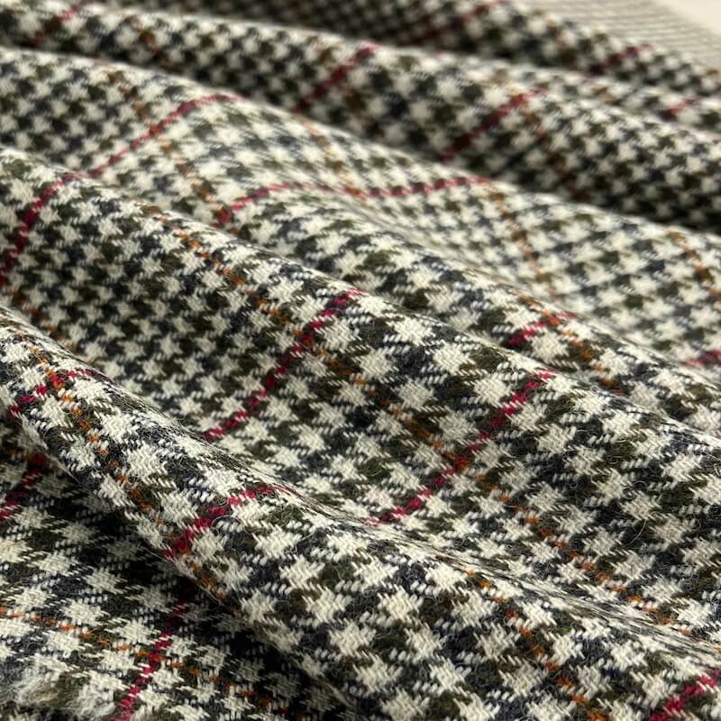 100% Shetland Wool - Houndstooth Check - Stone