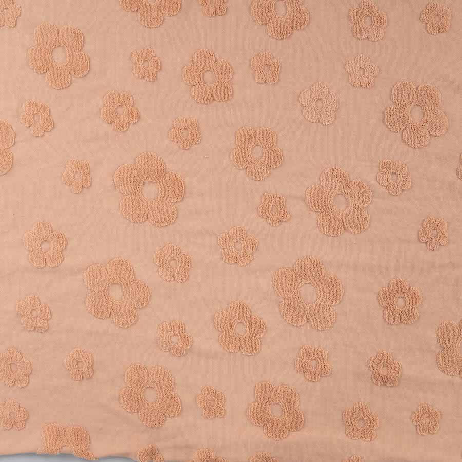 Qjutie & The Qjutest: Textured Jacquard Jersey - Apricot Daisies