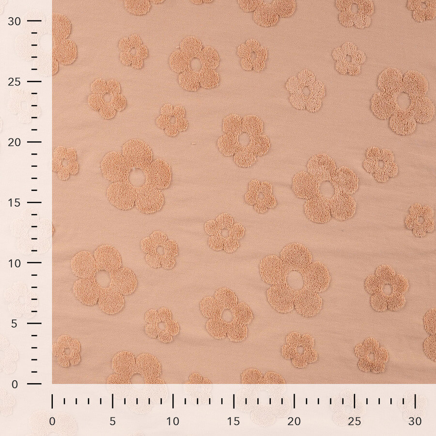 Qjutie & The Qjutest: Textured Jacquard Jersey - Apricot Daisies - Image 2