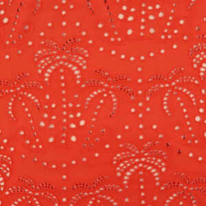 Fabric Godmother Palm Tree Cotton Broderie Anglaise - Orange