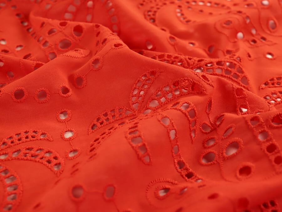 Fabric Godmother Palm Tree Cotton Broderie Anglaise - Orange - Image 4