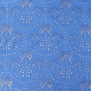 Fabric Godmother Palm Tree Cotton Broderie Anglaise - Periwinkle