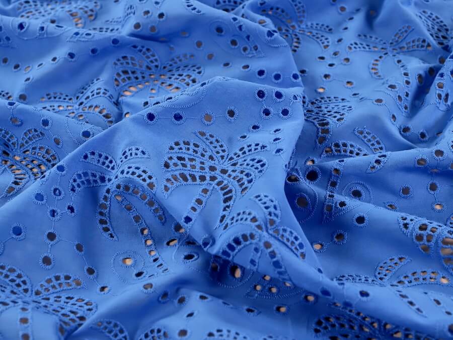 Fabric Godmother Palm Tree Cotton Broderie Anglaise - Periwinkle - Image 5