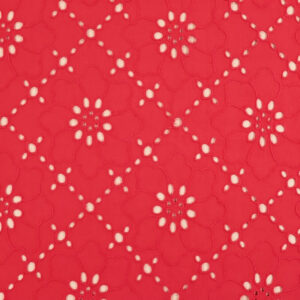 Fabric Godmother Billie Floral Broderie Anglaise - Red