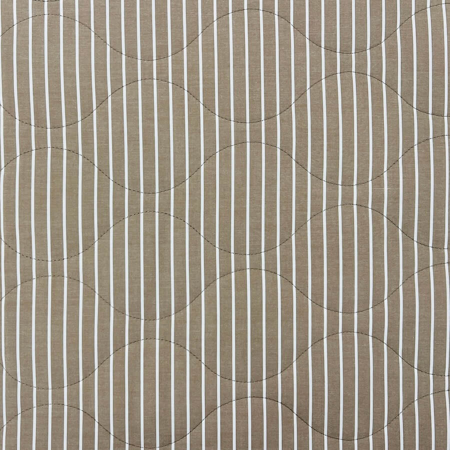 Cotton Pre Quilted Fabric - Sand/White Stripes - Image 6