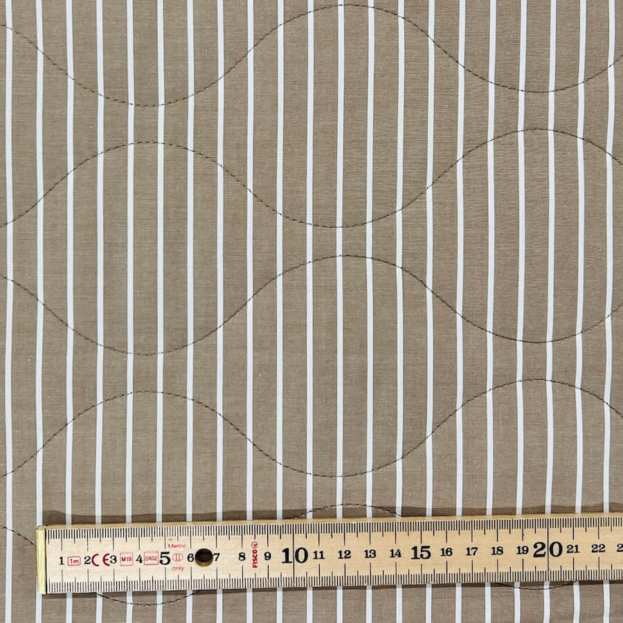 Cotton Pre Quilted Fabric - Sand/White Stripes - Image 5