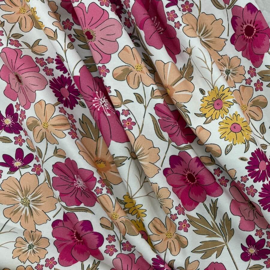 The Crafty Pie Cotton Lycra Jersey - Sweet Blooms - Floral Delight