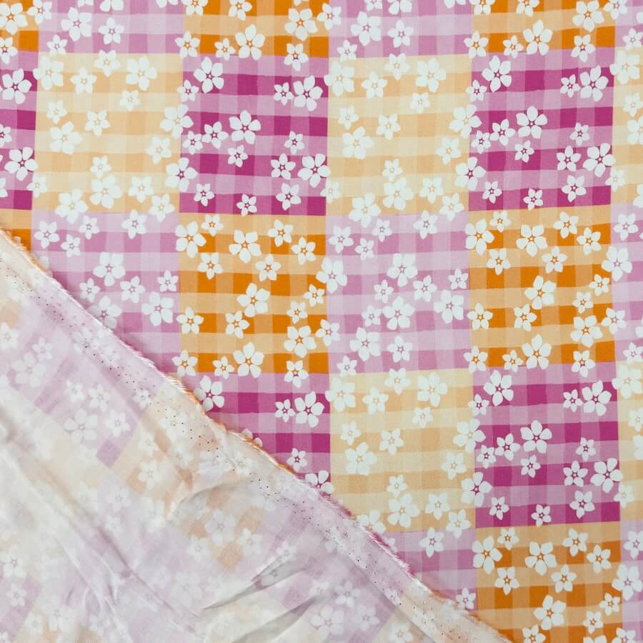 The Crafty Pie 100% Viscose - Sweet Blooms - Gingham Blossom - Image 4