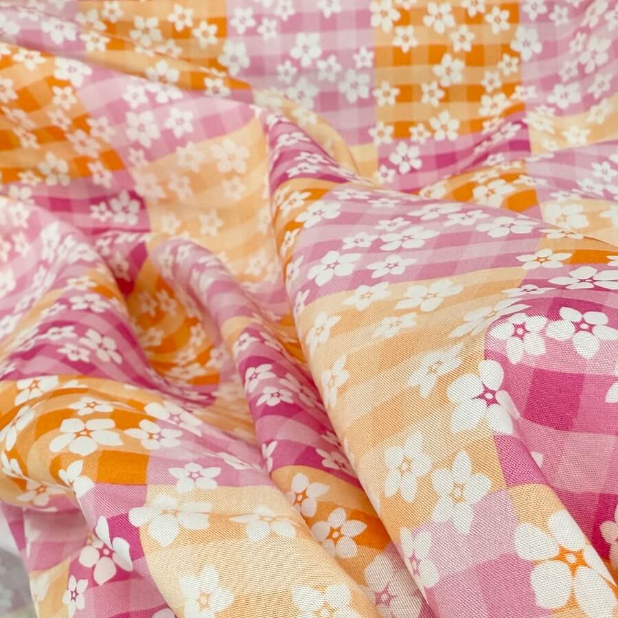 The Crafty Pie 100% Viscose - Sweet Blooms - Gingham Blossom - Image 3