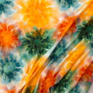 Cotton Lycra Jersey - Tie Dye Green/Orange