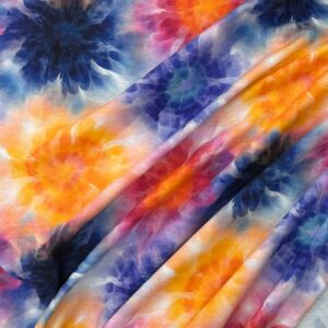 Cotton Lycra Jersey - Tie Dye Blue/Orange