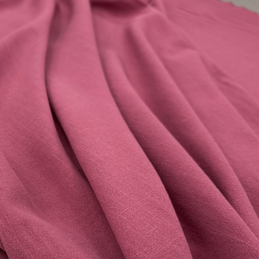 Lightweight Textured Linen Viscose - Dark Dusky Pink - Image 3