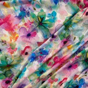 Bamboo Jersey - Watercolour Flowers - Pink/Lilac