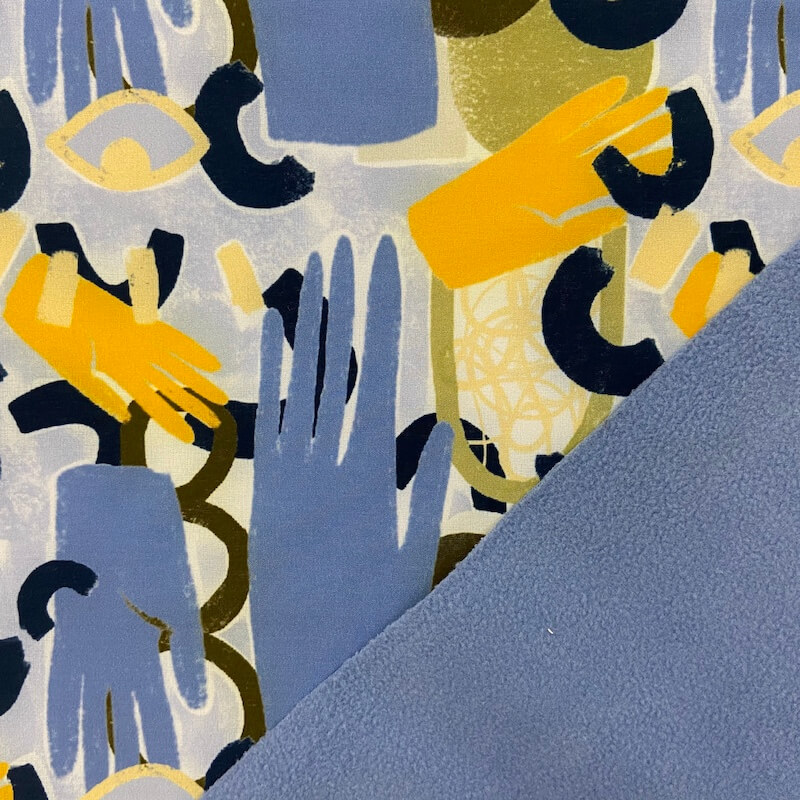 Fleece Backed Soft Shell Fabric - An Abstract Winter Walk