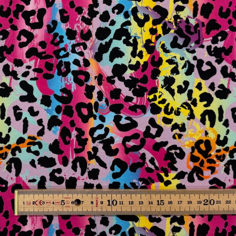 Soft Loop Back French Terry Jersey - Fuchsia Polychrome Leopard Print - Image 4