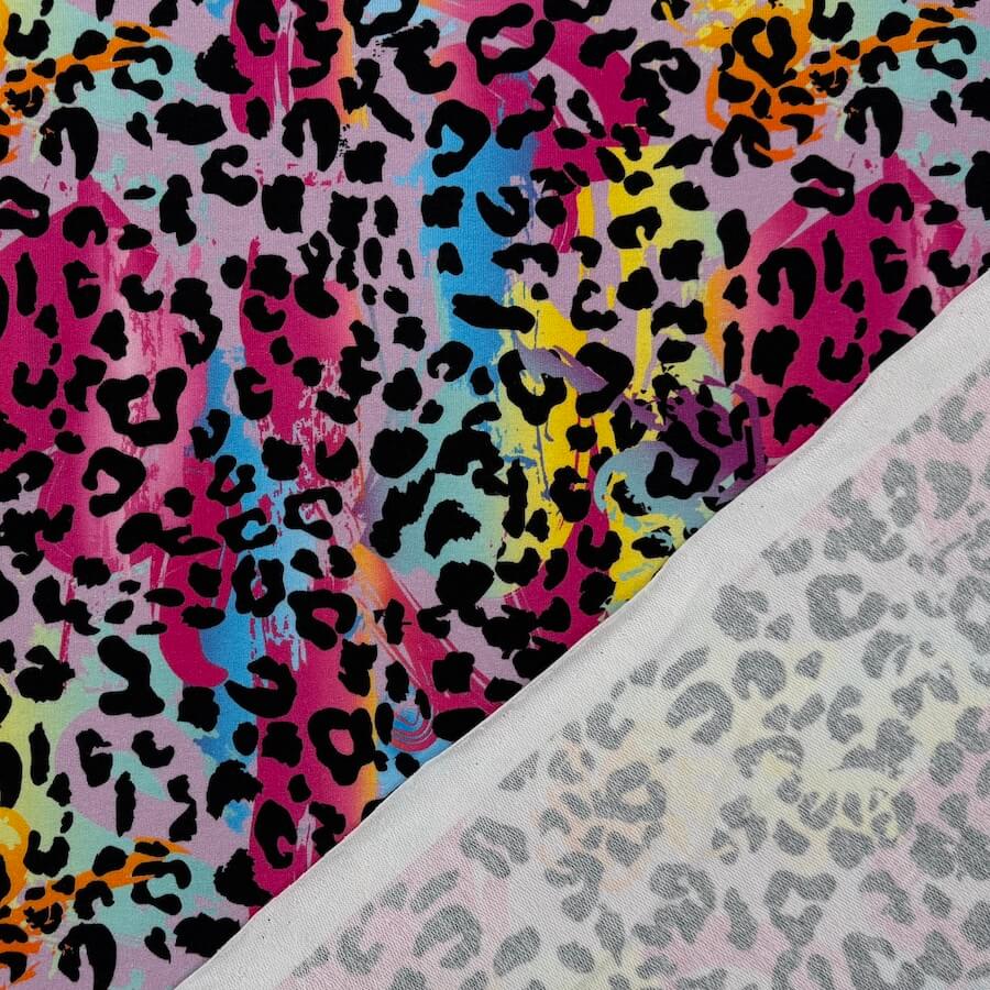 Soft Loop Back French Terry Jersey - Fuchsia Polychrome Leopard Print - Image 6