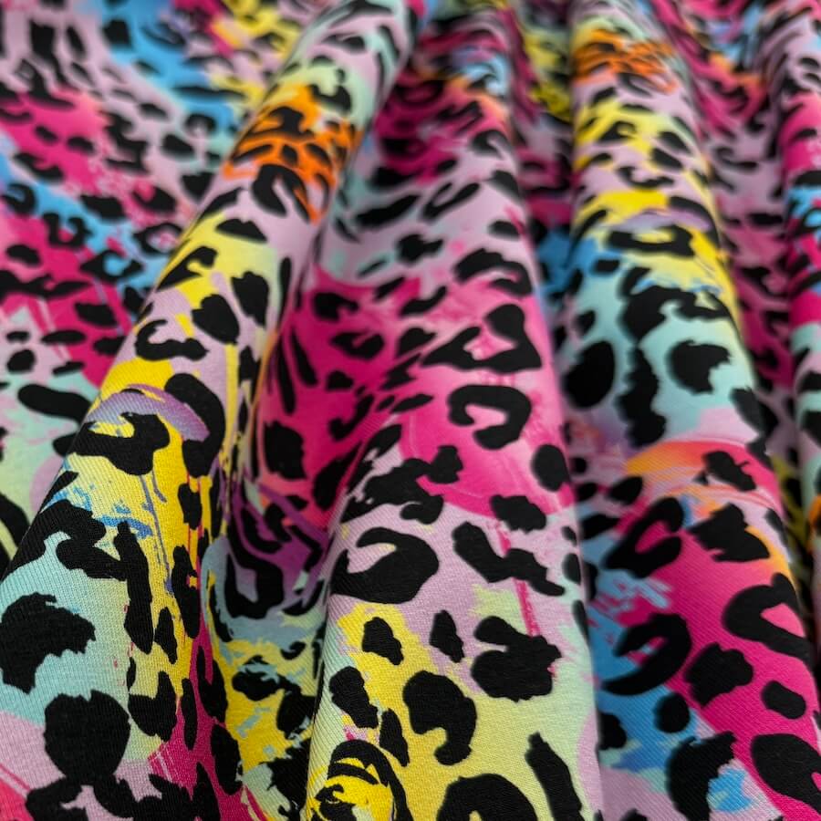 Soft Loop Back French Terry Jersey - Fuchsia Polychrome Leopard Print - Image 3