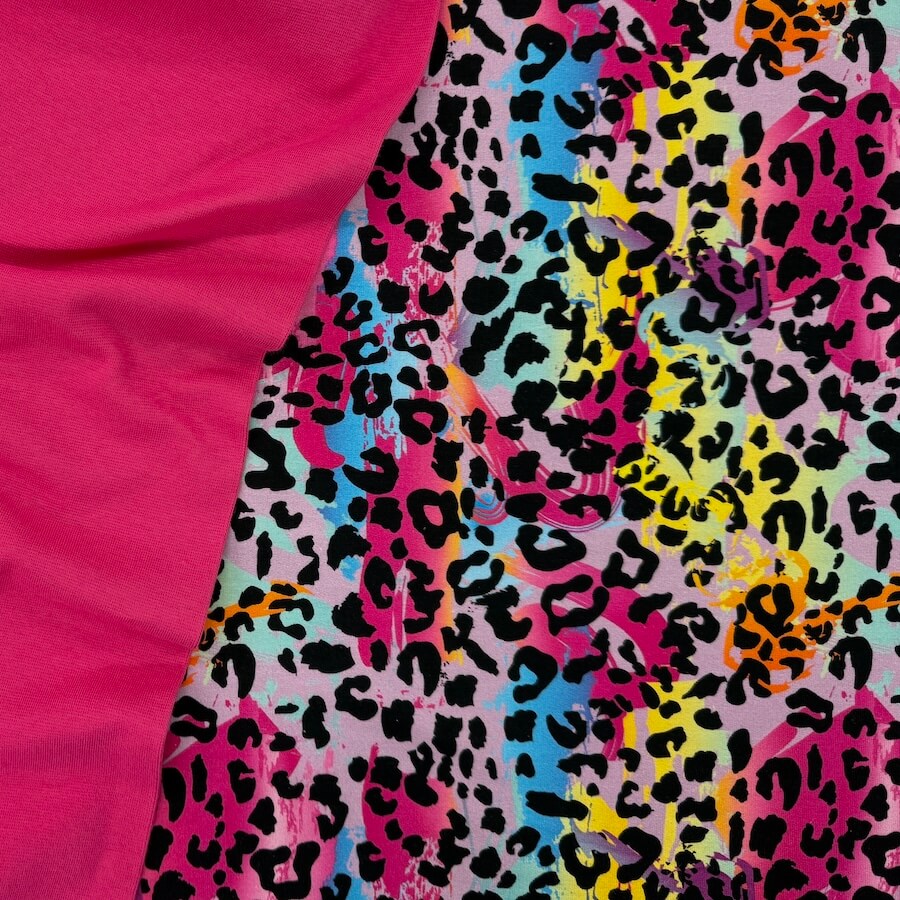 Soft Loop Back French Terry Jersey - Fuchsia Polychrome Leopard Print - Image 8