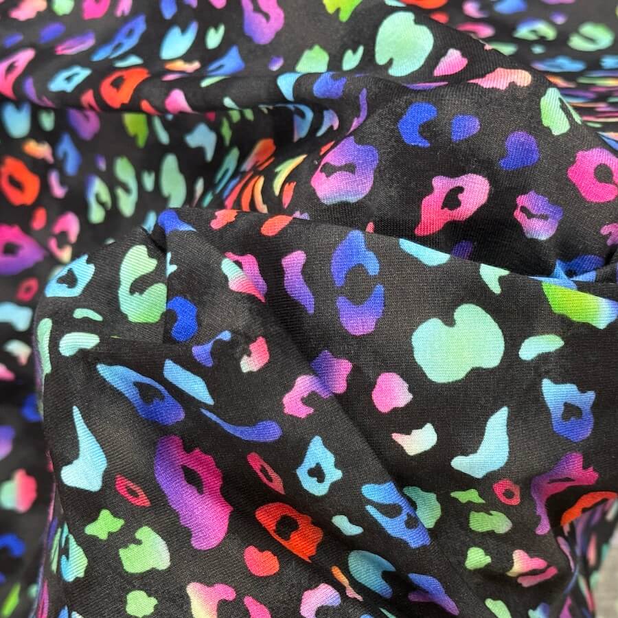 Bamboo Jersey - Rainbow Leopard Print - Image 2
