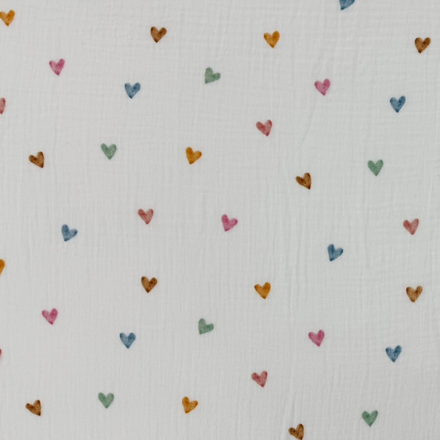 100% Cotton Double Gauze - Hearts on White - Image 5