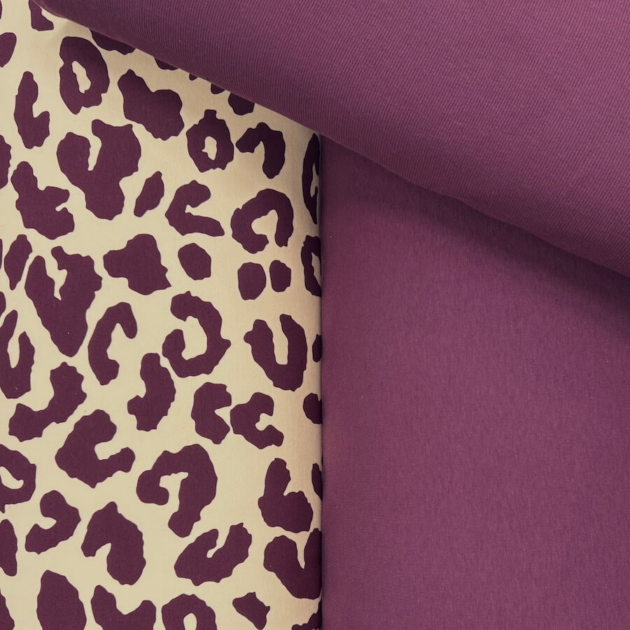 Leopard Pattern Sweat Stoff Leo Print French Terry Farbverlauf