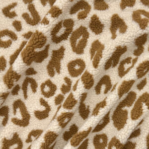 Cosy Teddy Fleece Fabric - Tan/Ecru Leopard Print