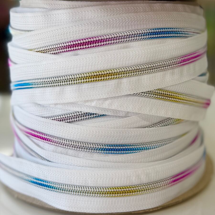 Deluxe Continuous Zip Tape - White/Rainbow - Image 2
