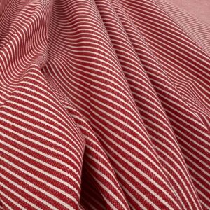 100% Cotton Yarn Dyed Narrow Stripe Denim - Red/White
