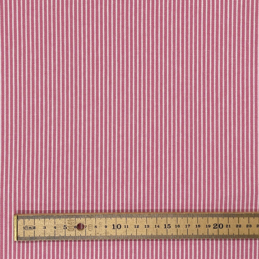 100% Cotton Yarn Dyed Narrow Stripe Denim - Pink/White - Image 5