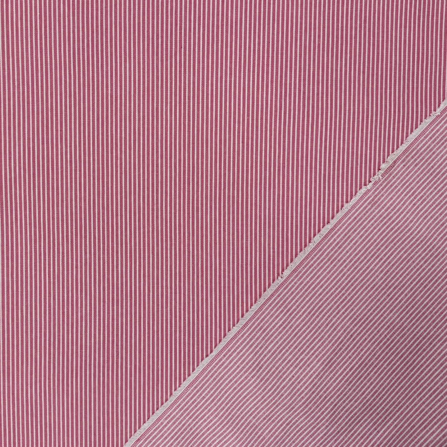 100% Cotton Yarn Dyed Narrow Stripe Denim - Pink/White - Image 4