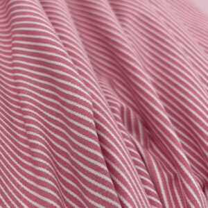 100% Cotton Yarn Dyed Narrow Stripe Denim - Pink/White