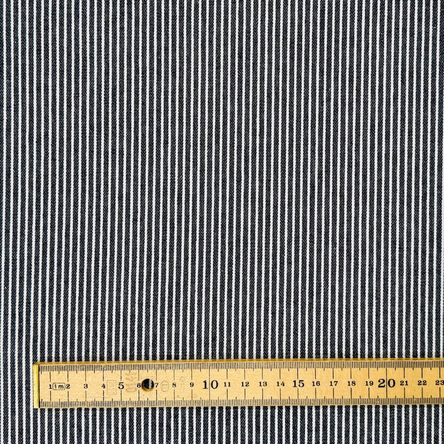 100% Cotton Yarn Dyed Narrow Stripe Denim - Indigo/White - Image 4