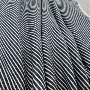 100% Cotton Yarn Dyed Narrow Stripe Denim - Indigo/White