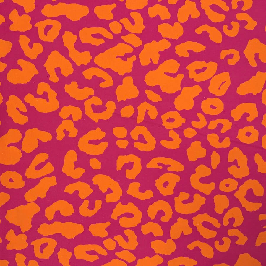 Mies & Moos 100% Cotton Canvas - Leopard Print in Orange/Fuchsia - Image 2