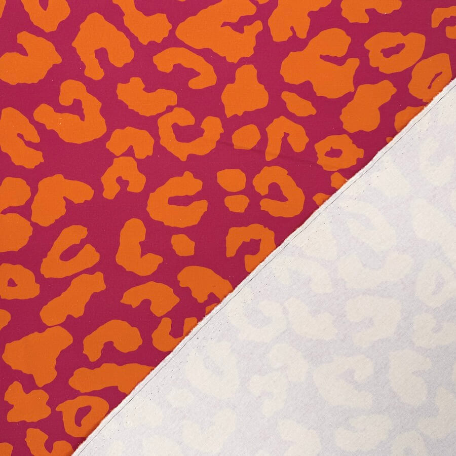Mies & Moos 100% Cotton Canvas - Leopard Print in Orange/Fuchsia - Image 4