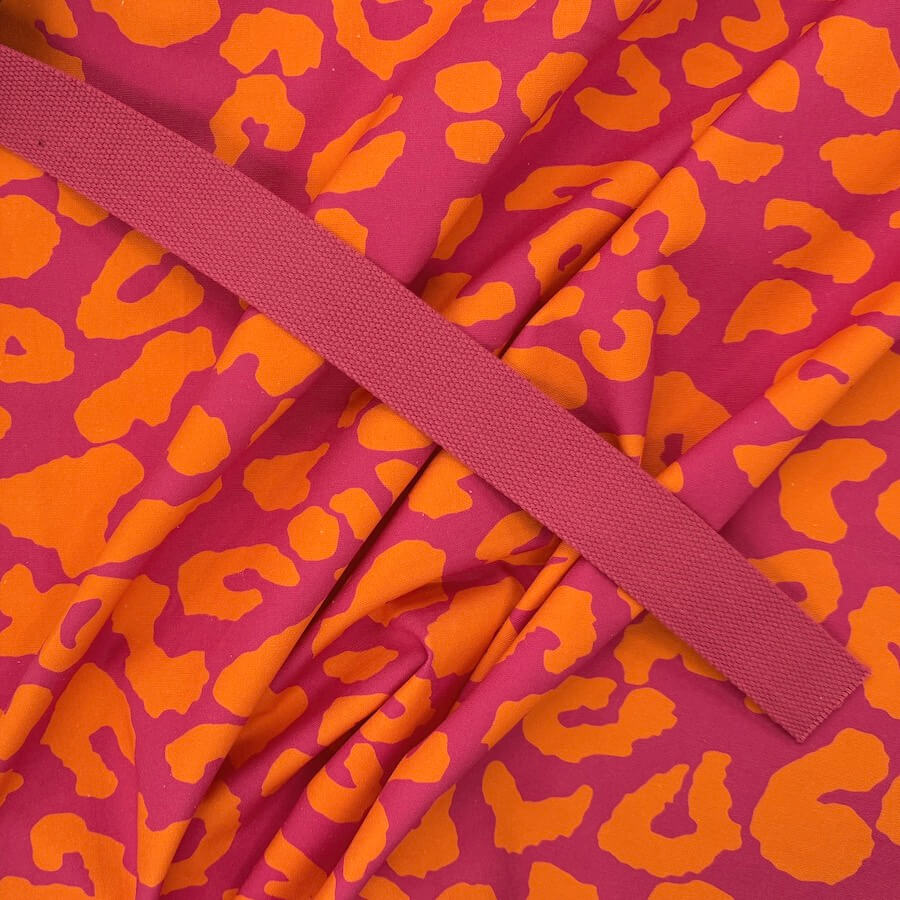 Mies & Moos 100% Cotton Canvas - Leopard Print in Orange/Fuchsia - Image 6