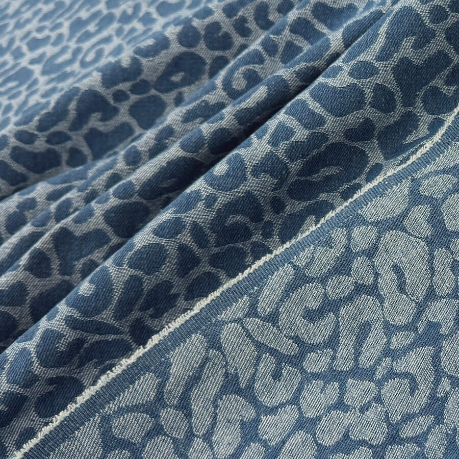 Jacquard Denim - Leopard Print - Light Denim - Image 4