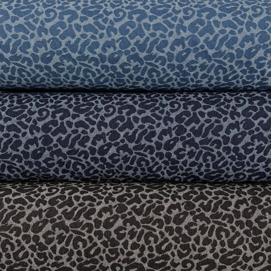 Jacquard Denim - Leopard Print - Light Denim - Image 2