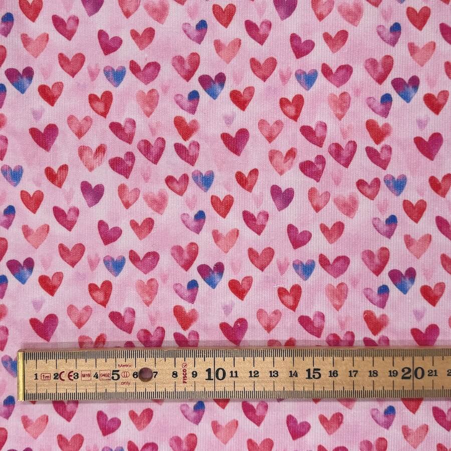 Little Johnny Fabrics 100% Cotton Printed Needlecord - Hearts - Image 5