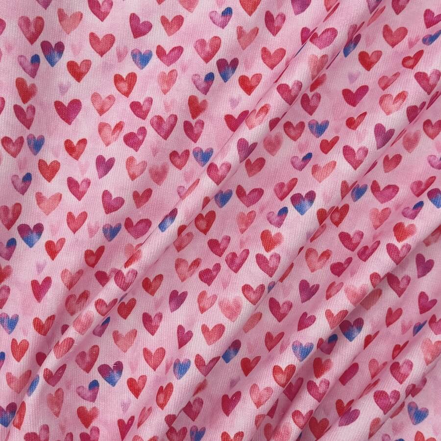 Little Johnny Fabrics 100% Cotton Printed Needlecord - Hearts