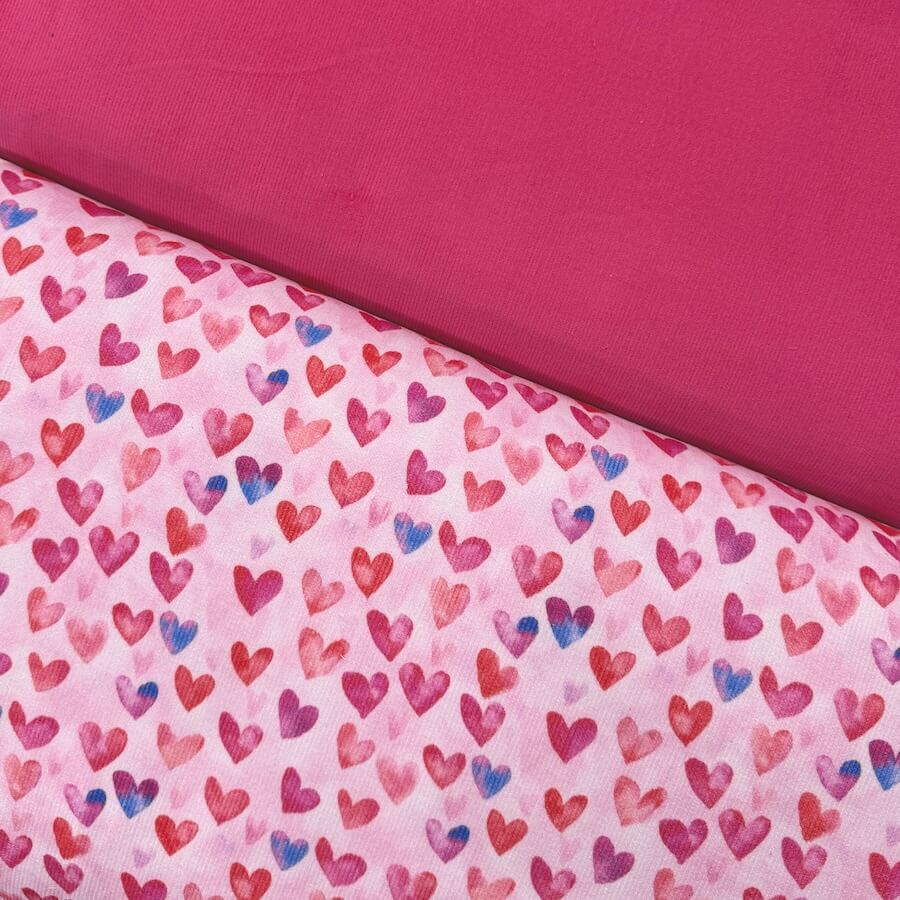 Little Johnny Fabrics 100% Cotton Printed Needlecord - Hearts - Image 2