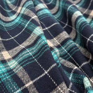 Yarn Dyed 100% Cotton Flannel - Denim/Turquoise