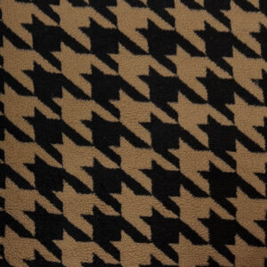 Cosy Teddy Fleece Fabric - Black/Tan Houndstooth