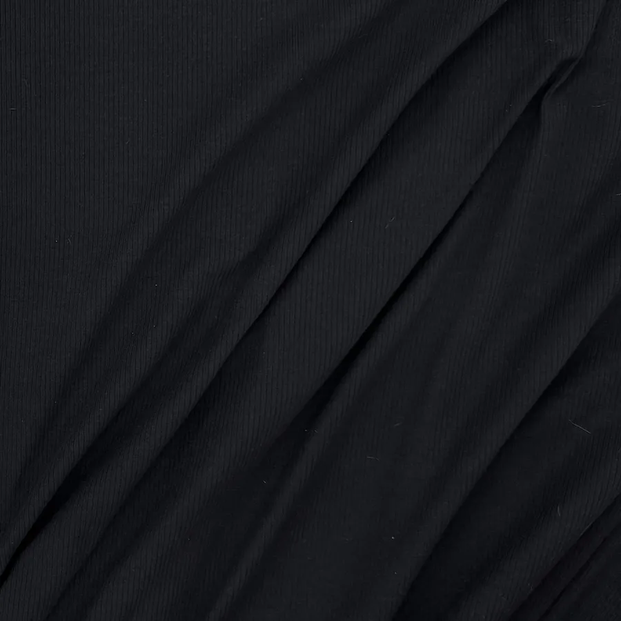 Cotton Elastane Soft Ribbed Jersey - Black - Image 3
