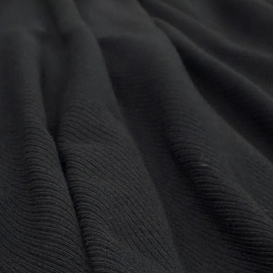 Cotton Elastane Soft Ribbed Jersey - Black